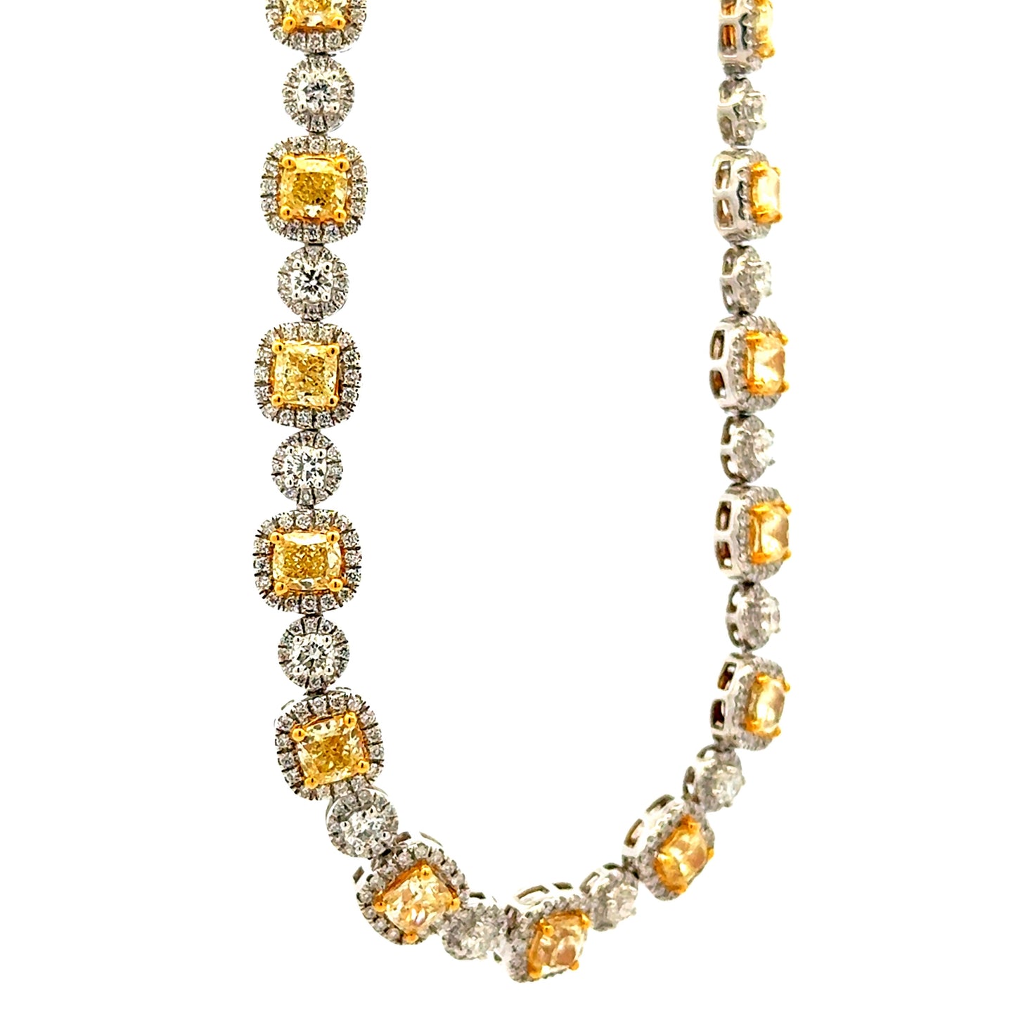 18k Two-Tone Gold GIA Certified 17.11ct Fancy Yellow Diamond & 7.98ctw Round Diamond Bezel Necklace 17" — photo 8 of 8