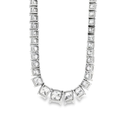 18k White Gold 19.06ctw Princess Cut Diamond Graduated Tennis Necklace 16" — photo 8 of 14