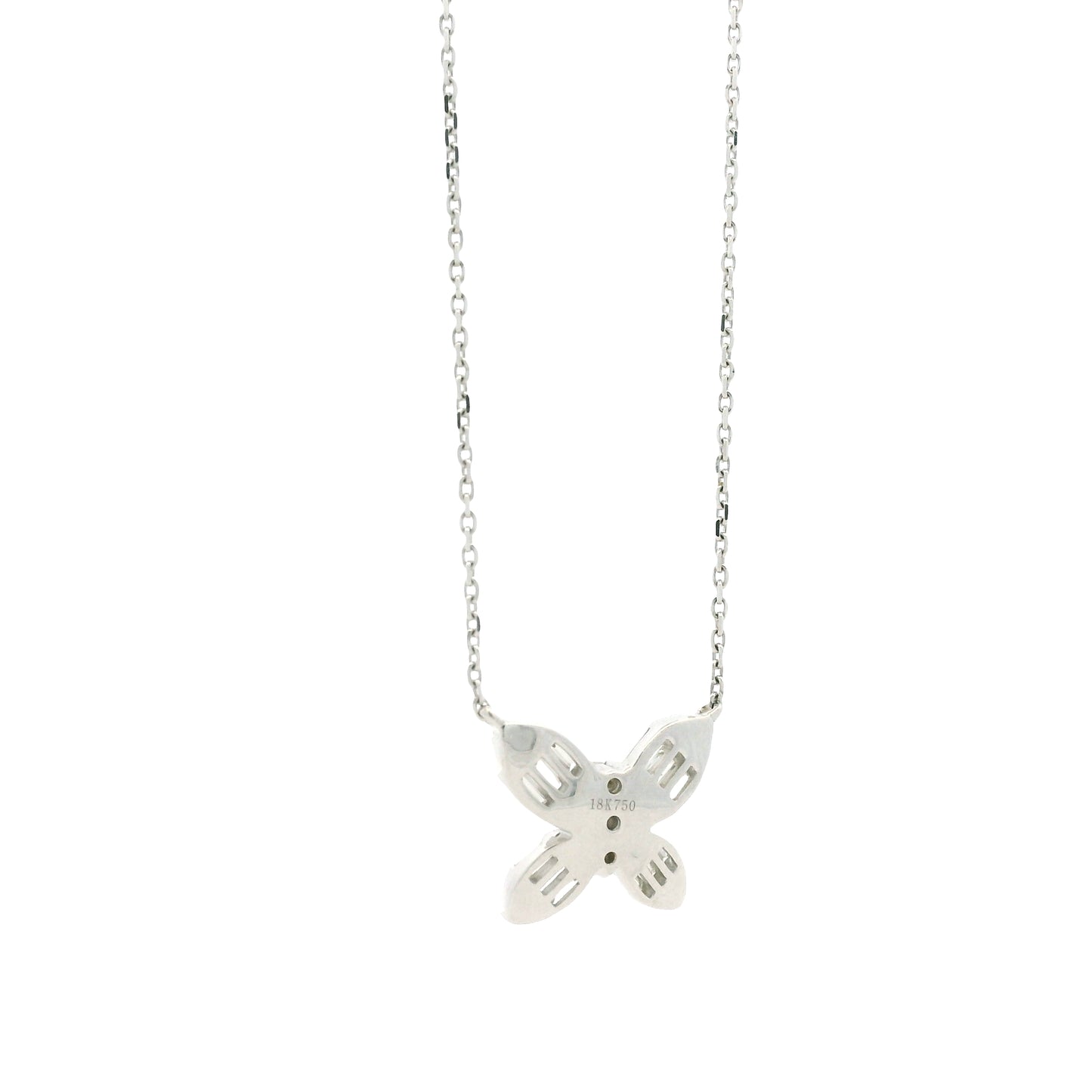 18k White Gold 0.79ctw Natural Round & Baguette Diamond Butterfly Pendant Necklace — photo 8 of 8