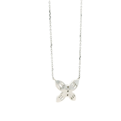 18k White Gold 0.79ctw Natural Round & Baguette Diamond Butterfly Pendant Necklace — photo 8 of 8
