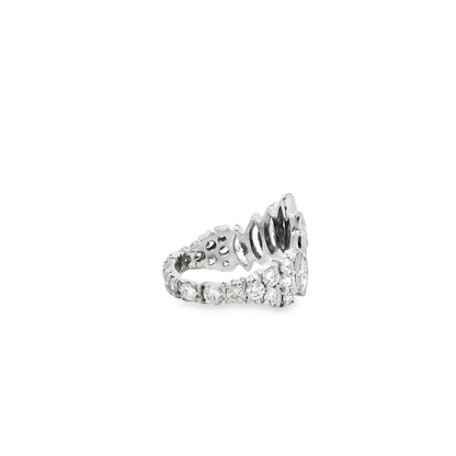 18k White Gold 3.80ctw Marquise and 2.20ctw Round Brilliant Diamond Contour Wedding Band — photo 8 of 10