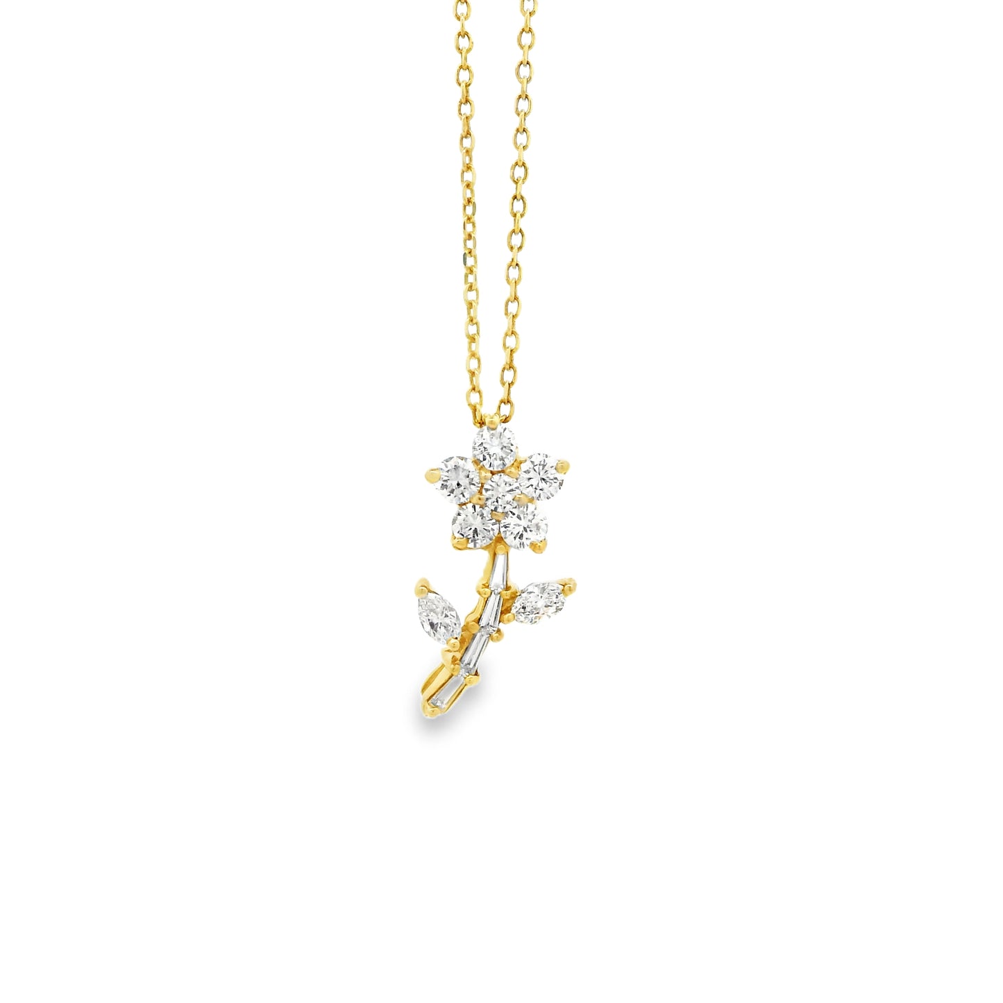 14k Yellow Gold 0.37ctw Natural Diamond Pavé Flower Pendant Necklace — photo 8 of 8