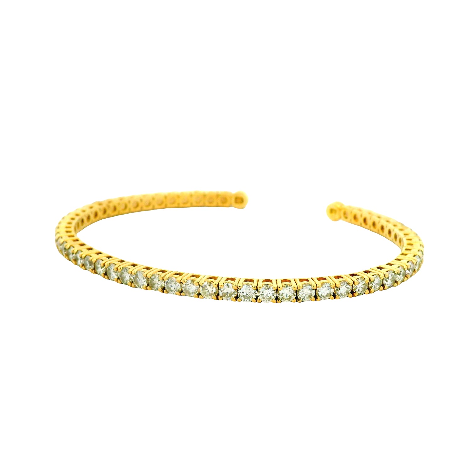 14k Yellow Gold 5.20ctw Round Brilliant Diamond Open Cuff Bangle Bracelet — photo 8 of 10