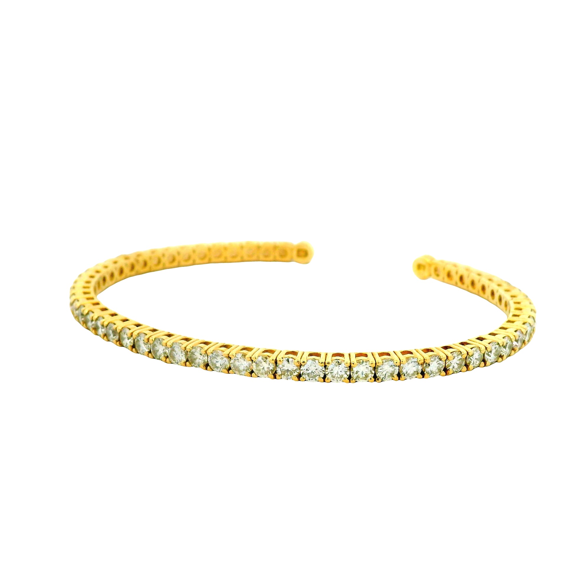 14k Yellow Gold 5.20ctw Round Brilliant Diamond Open Cuff Bangle Bracelet — photo 8 of 10