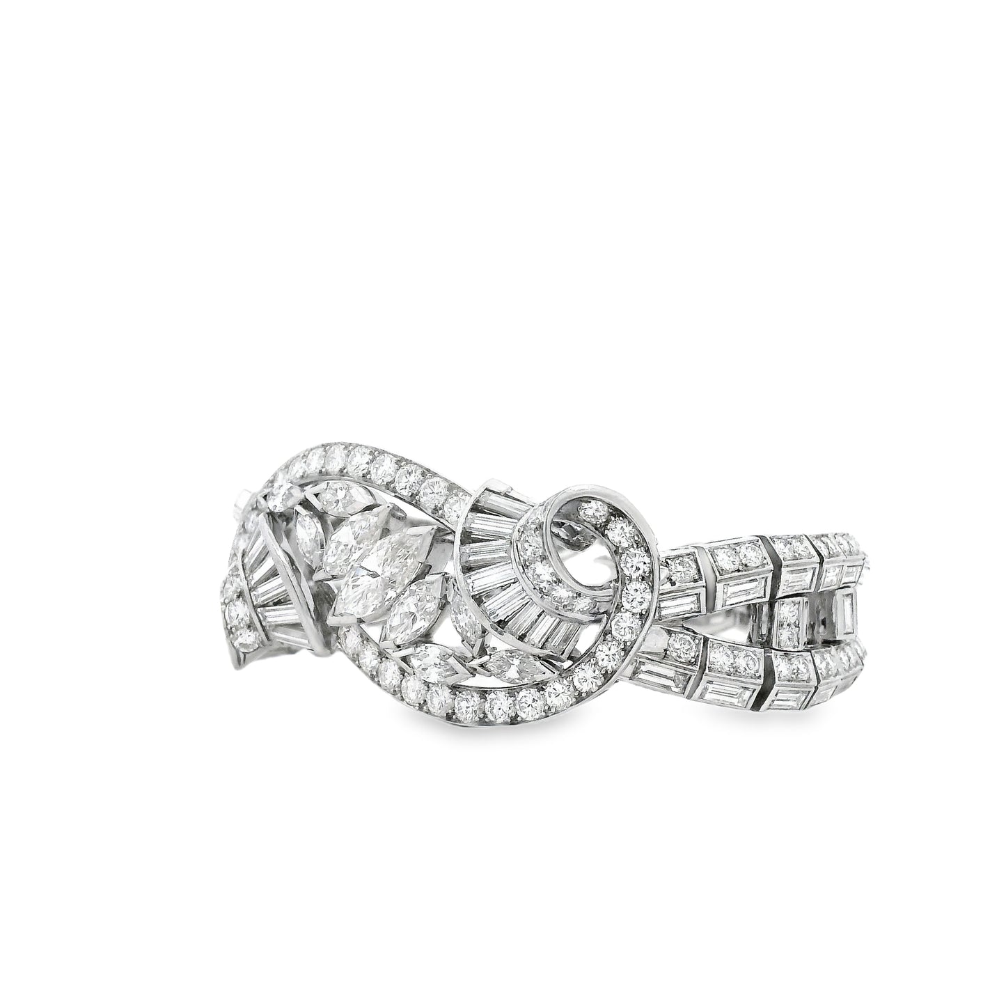 Platinum 15.28ctw Mixed Cut Natural Diamond Cluster Bracelet — photo 8 of 10
