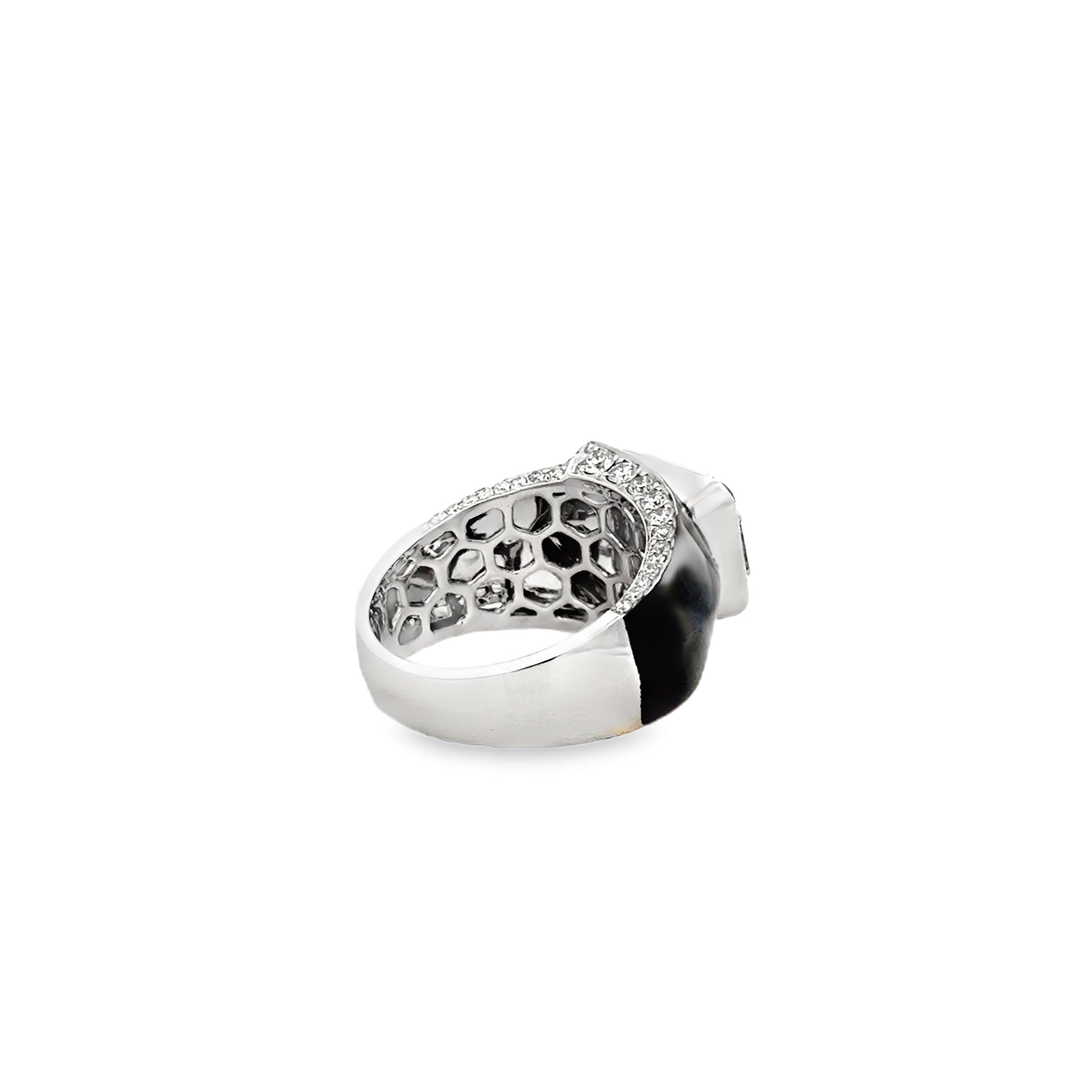 18k White Gold 1.39ctw Round Brilliant and Baguette Diamond Black Accent Cocktail Ring — photo 8 of 10