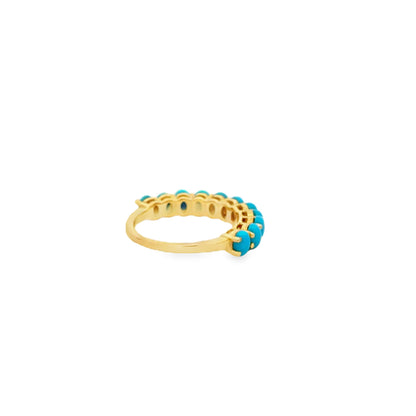14k Yellow Gold Natural Turquoise Oval Cabochon Cocktail Ring — photo 8 of 11