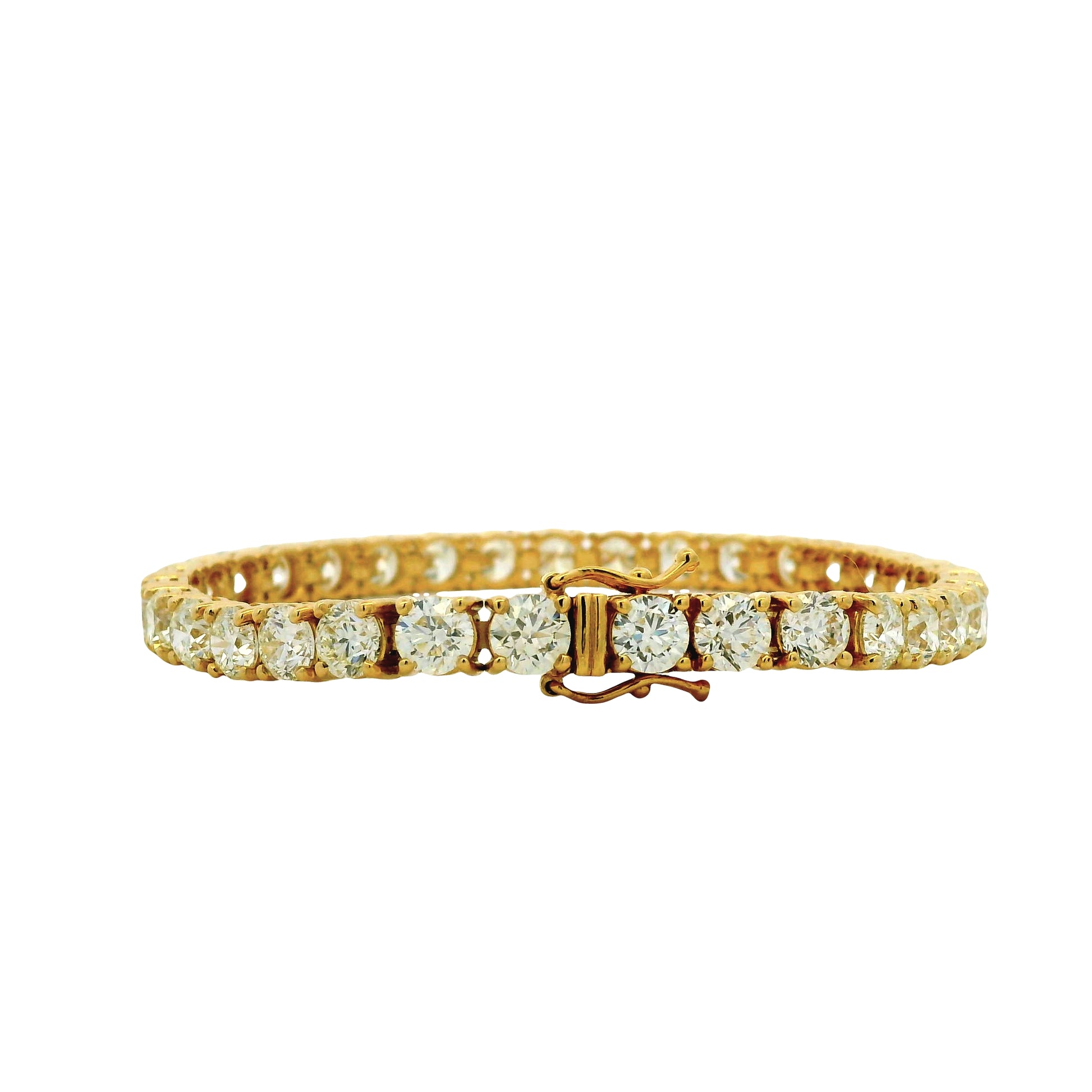 18k Yellow Gold 16.72ctw Round Brilliant Natural Diamond Tennis Bracelet — photo 8 of 8