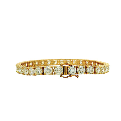 18k Yellow Gold 16.72ctw Round Brilliant Natural Diamond Tennis Bracelet — photo 8 of 8