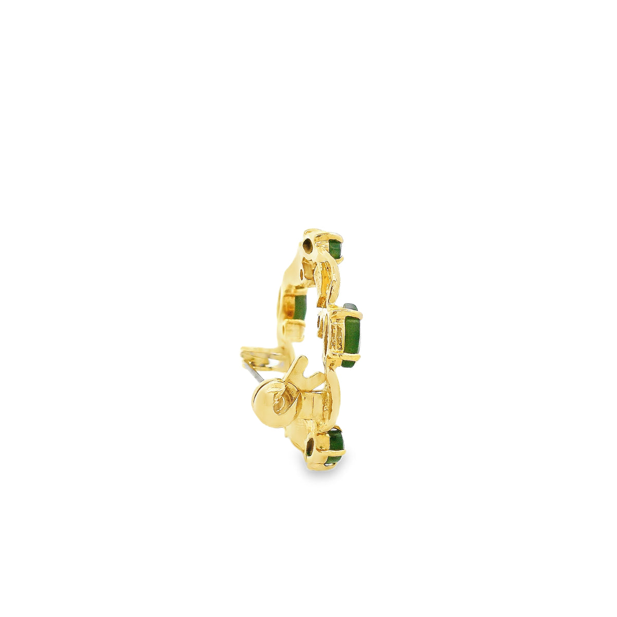14k Yellow Gold Jade and Diamond Floral Wreath Brooch Pin — photo 8 of 8