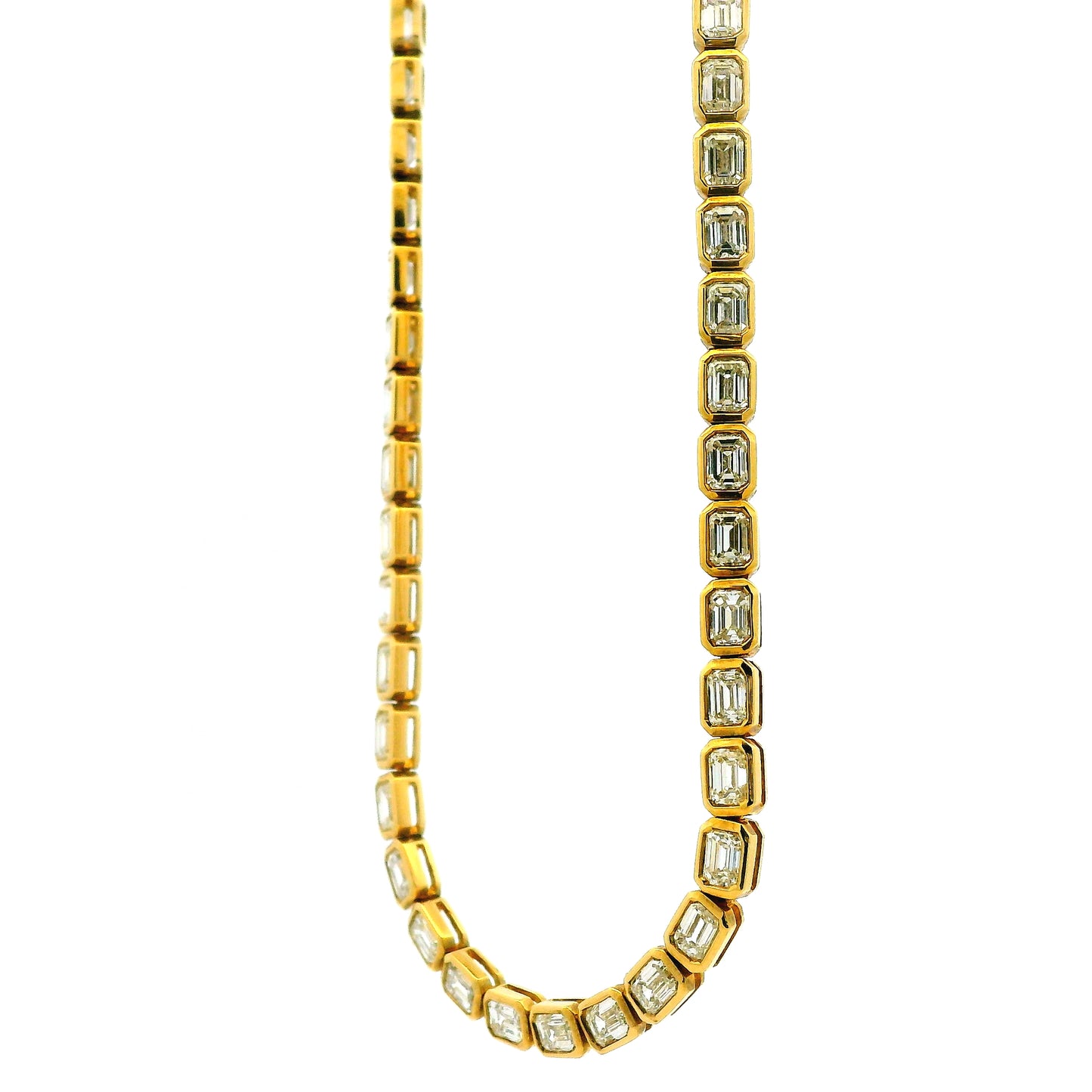 18k Yellow Gold 7.51ctw Emerald Cut Natural Diamond Bezel Station Necklace — photo 8 of 9