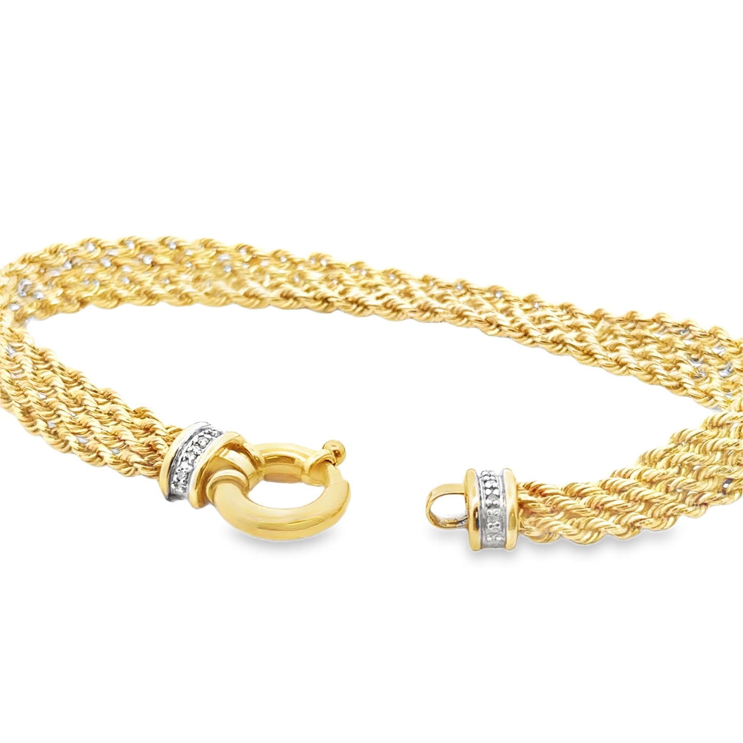 18k Yellow Gold Rope Bracelet with Diamond Studded Clasp — photo 8 of 11