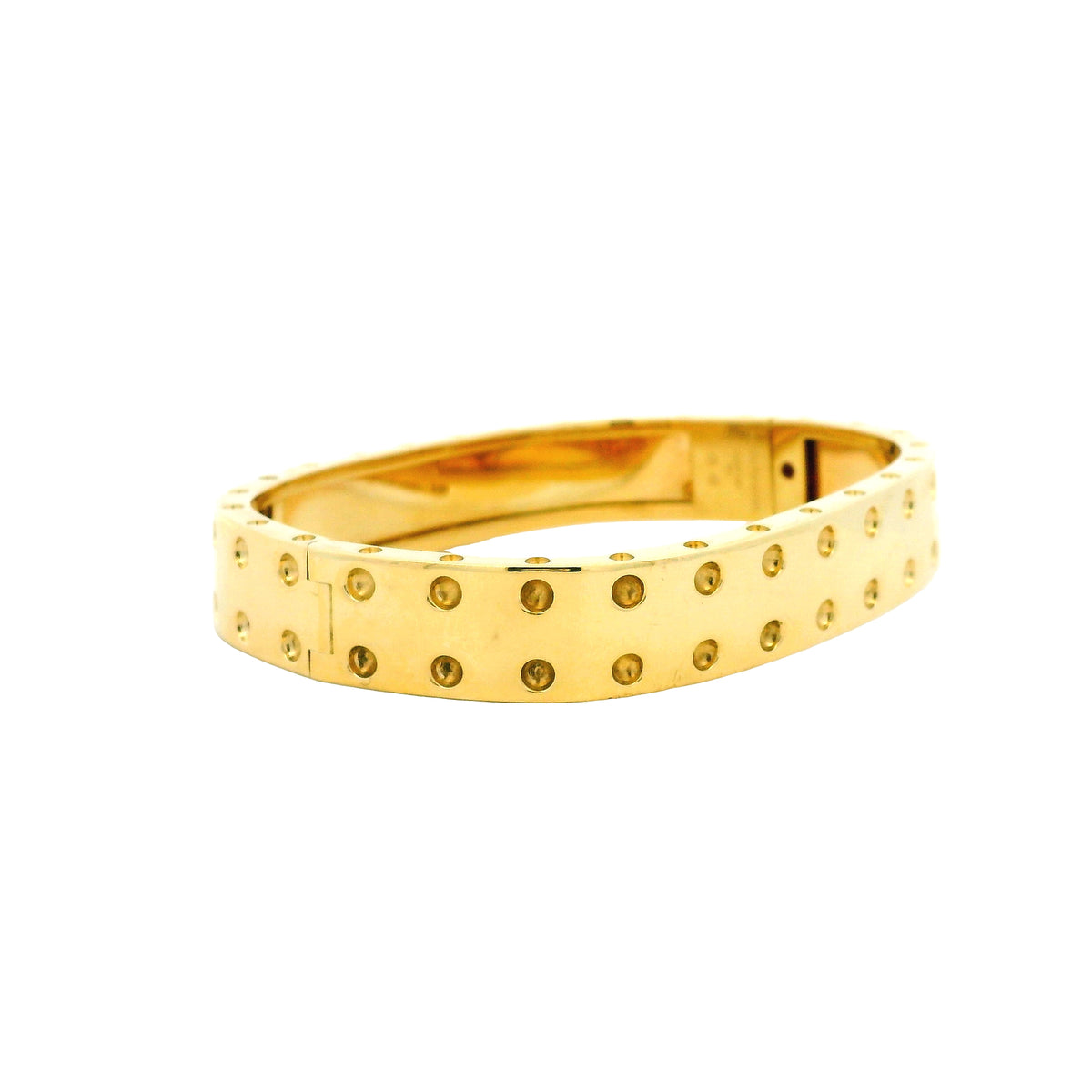 Roberto Coin Pois Moi 18k Yellow Gold Two Row Diamond Square Bangle Bracelet — photo 8 of 8
