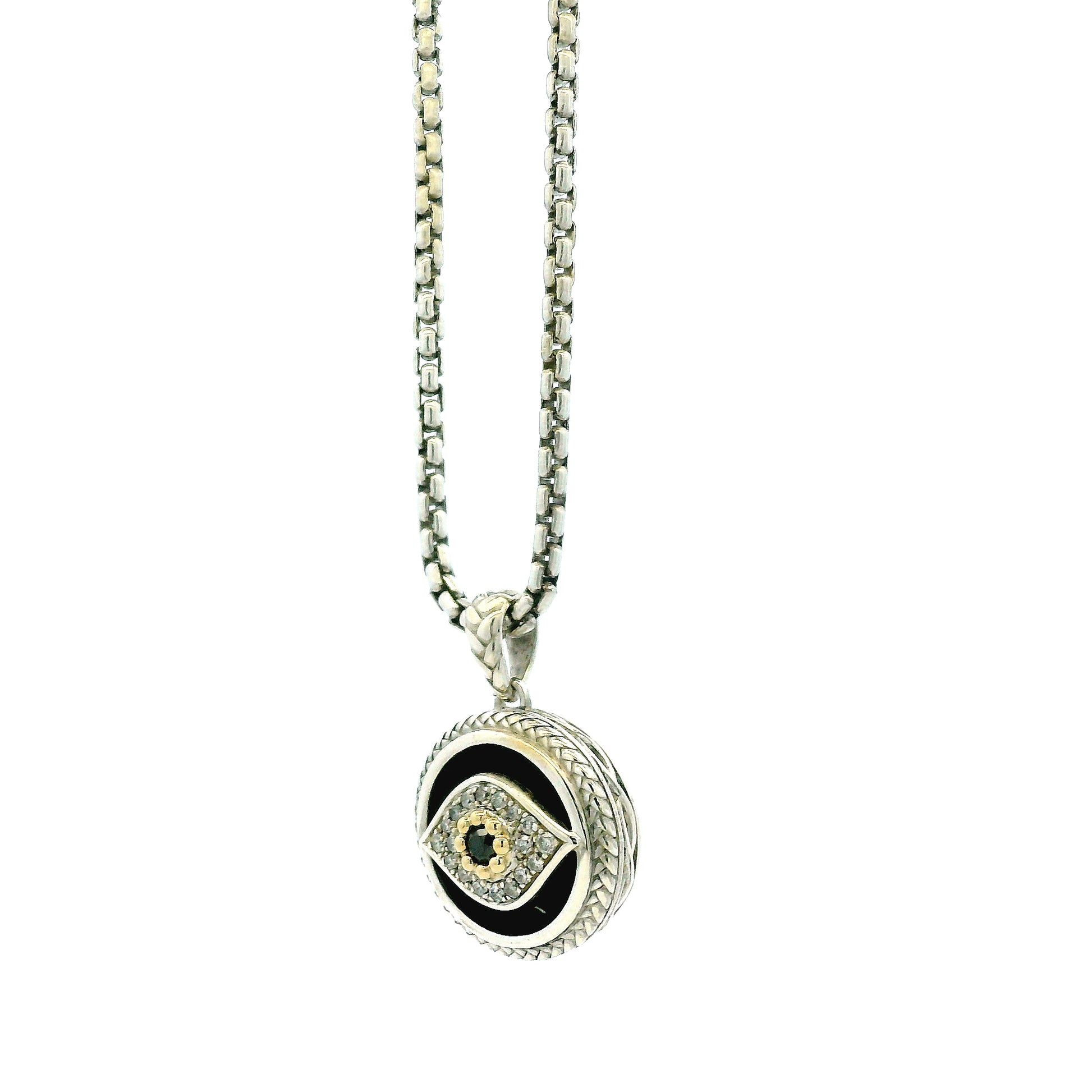 Effy 14k White Gold 1.0ctw Diamond and Onyx Panther Evil Eye Pendant Necklace — photo 8 of 9