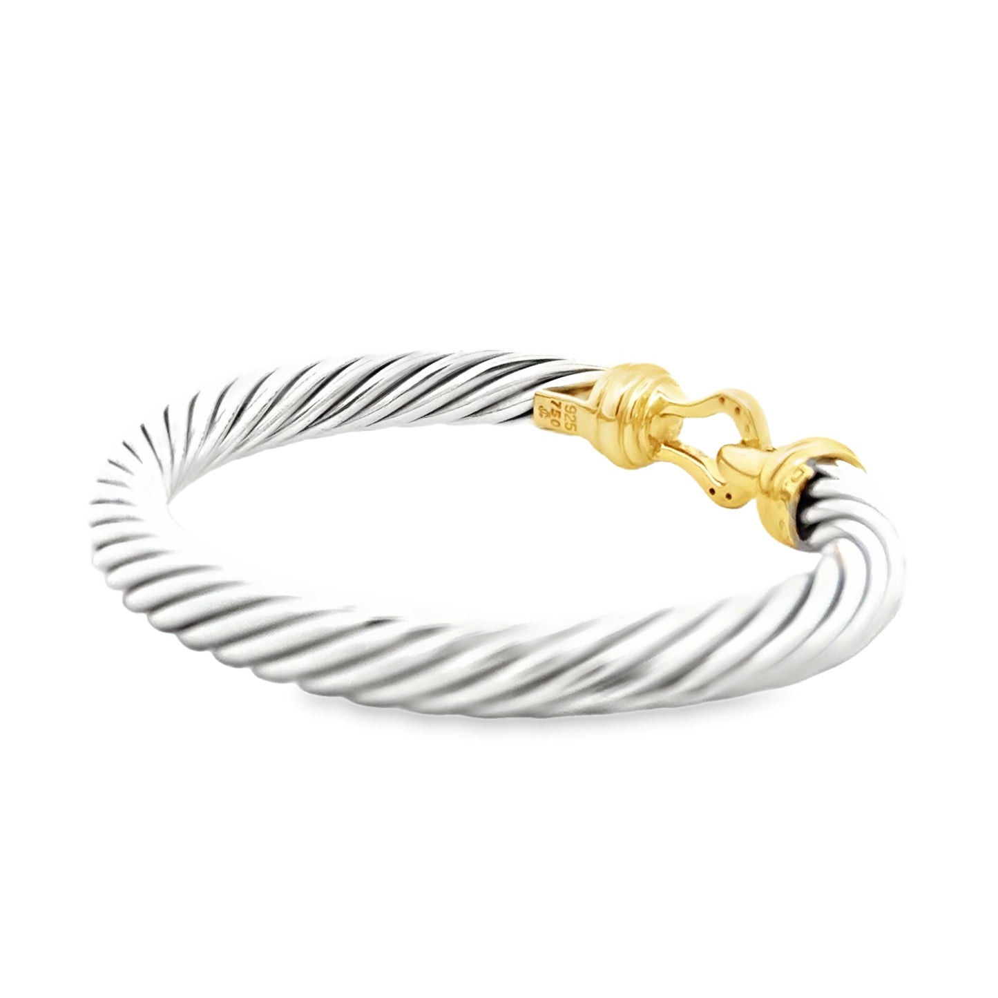 David Yurman Silver and 14k Gold Classic Cable Buckle Bangle Bracelet — photo 8 of 8