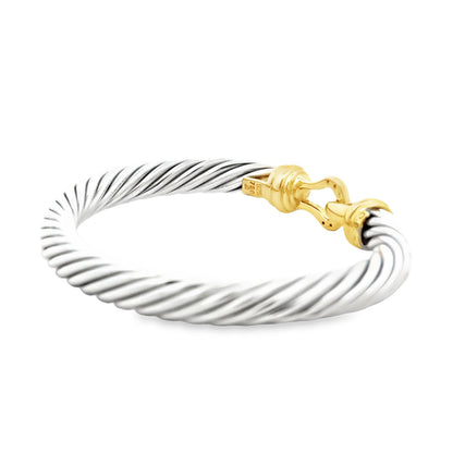 David Yurman Silver and 14k Gold Classic Cable Buckle Bangle Bracelet — photo 8 of 8