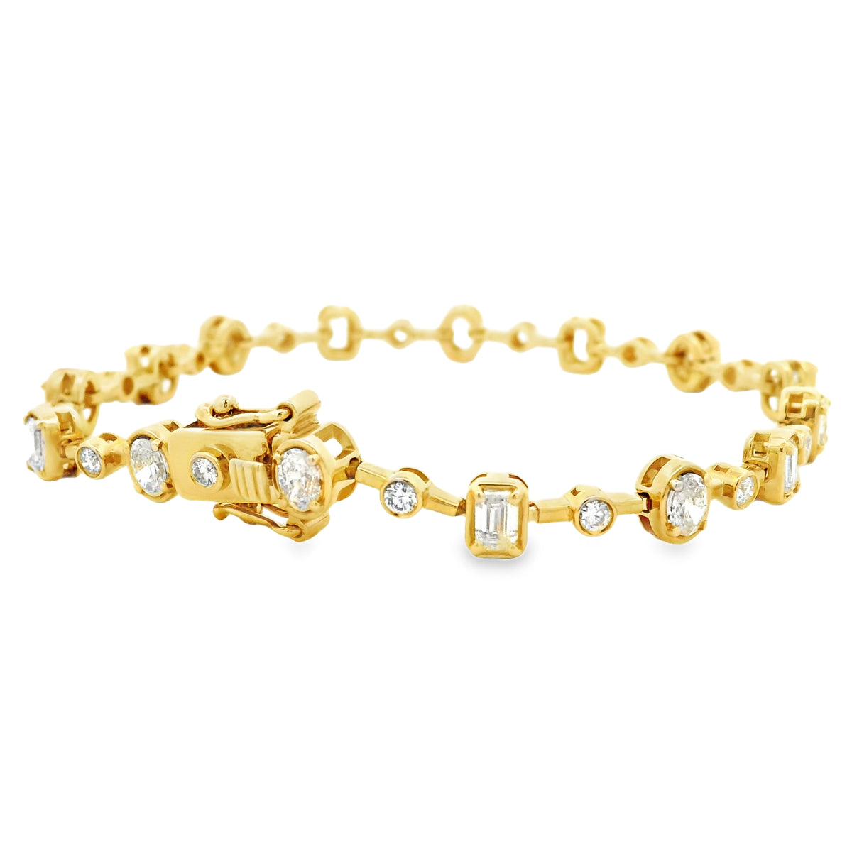 14k Yellow Gold 3.58ctw Mixed Cut Diamond Tennis Bracelet — photo 8 of 10