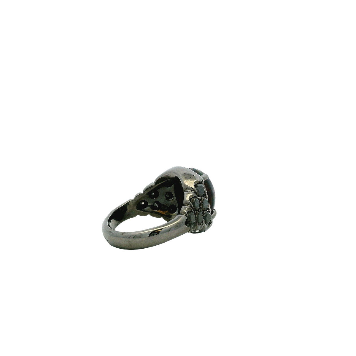 18k White Gold 1.50ct Oval Black Opal and 0.50ctw Pavé Diamond Ring — photo 8 of 10