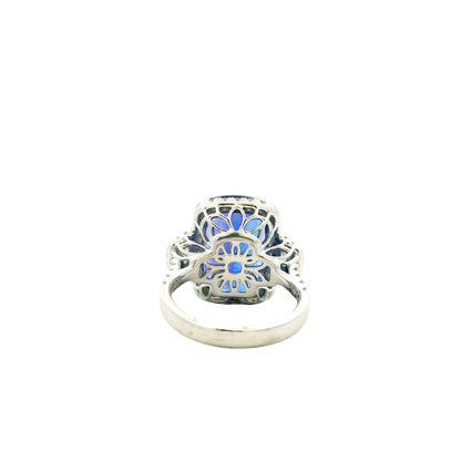 Platinum 9.35ct Cushion Cut Tanzanite and Diamond Halo Cocktail Ring — photo 8 of 11