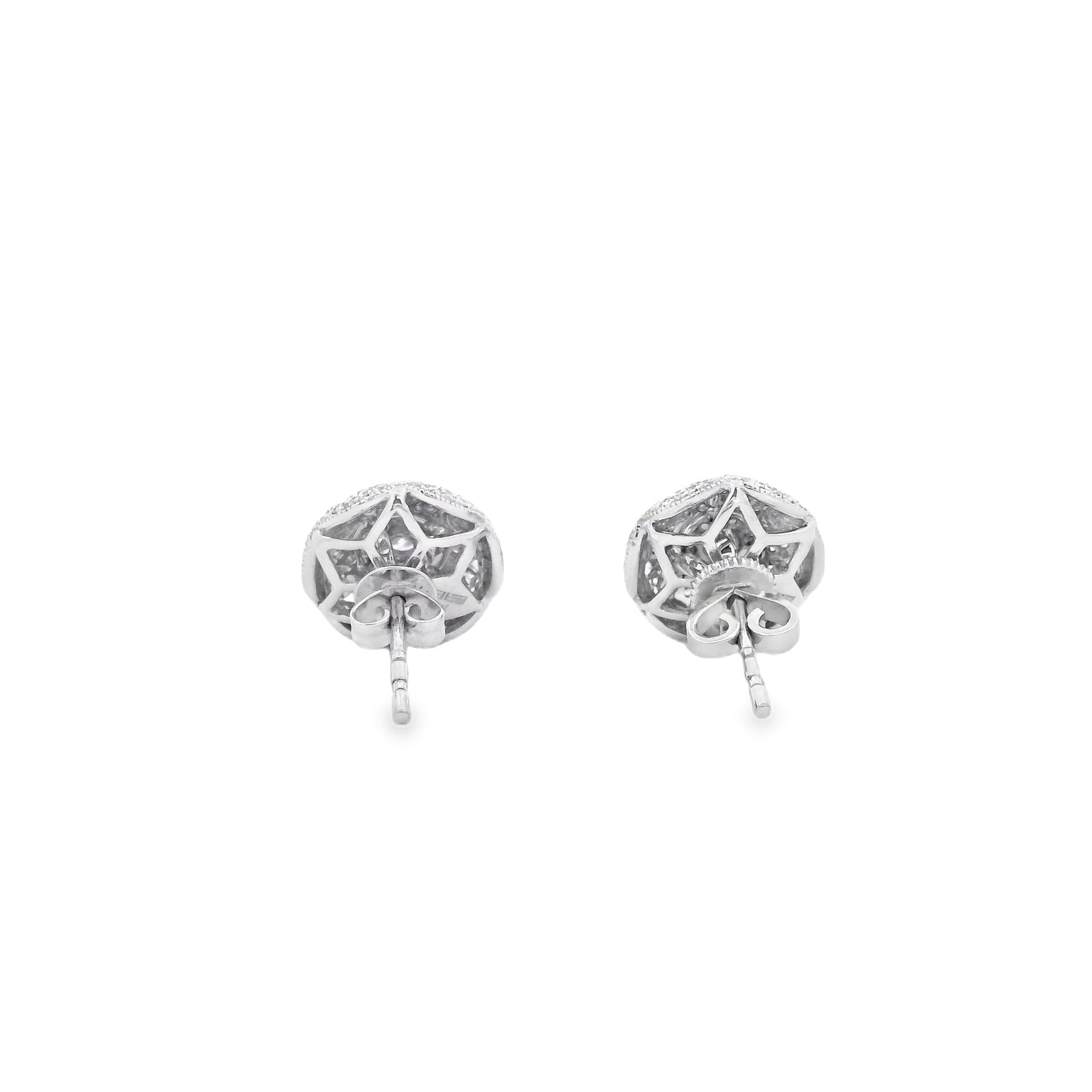 Effy 14k White Gold 0.50ctw Round Brilliant Diamond Pavé Button Stud Earrings — photo 8 of 11