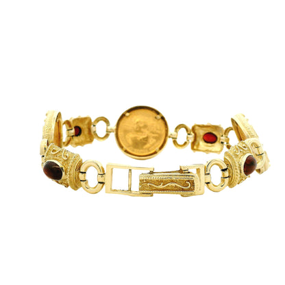 14k Yellow Gold American Eagle Coin Bracelet with Cabochon Gemstones — photo 8 of 10