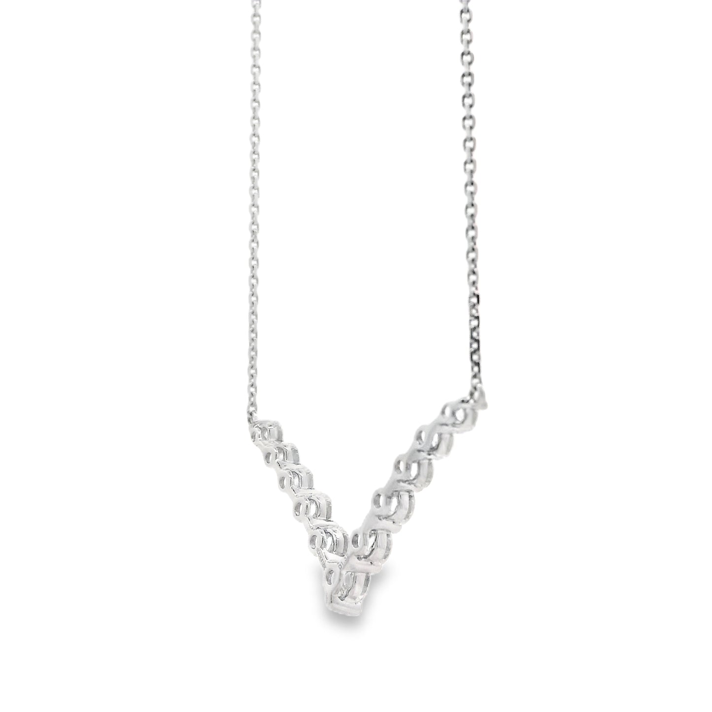 18k White Gold 1.32ctw Round Brilliant Diamond V-Shaped Necklace — photo 8 of 10