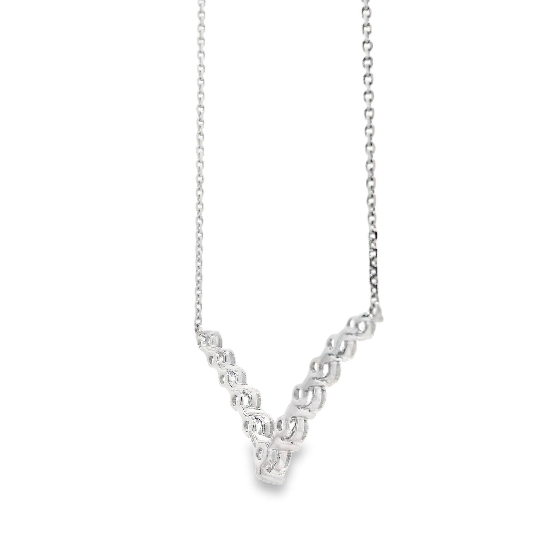 18k White Gold 1.32ctw Round Brilliant Diamond V-Shaped Necklace — photo 8 of 10