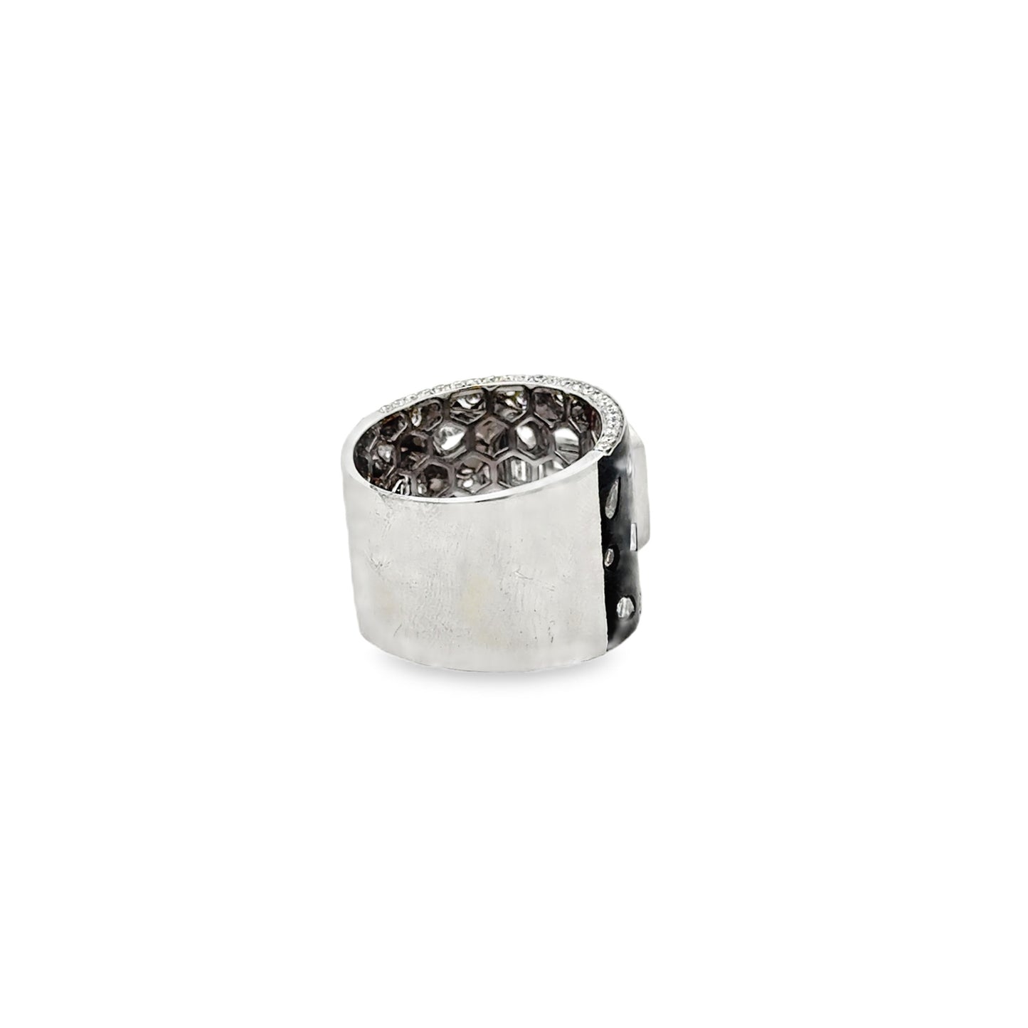 18k White Gold 2.75ctw Round Brilliant and Baguette Diamond Black Enamel Cocktail Ring — photo 8 of 10