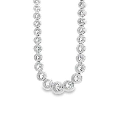 18k White Gold 6.54ctw Round Natural Diamond Half-Way Bezel Set Tennis Necklace 17" — photo 8 of 14