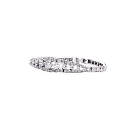 14k White Gold 2.50ctw Round Brilliant Diamond Art Deco Cluster Bracelet — photo 8 of 11
