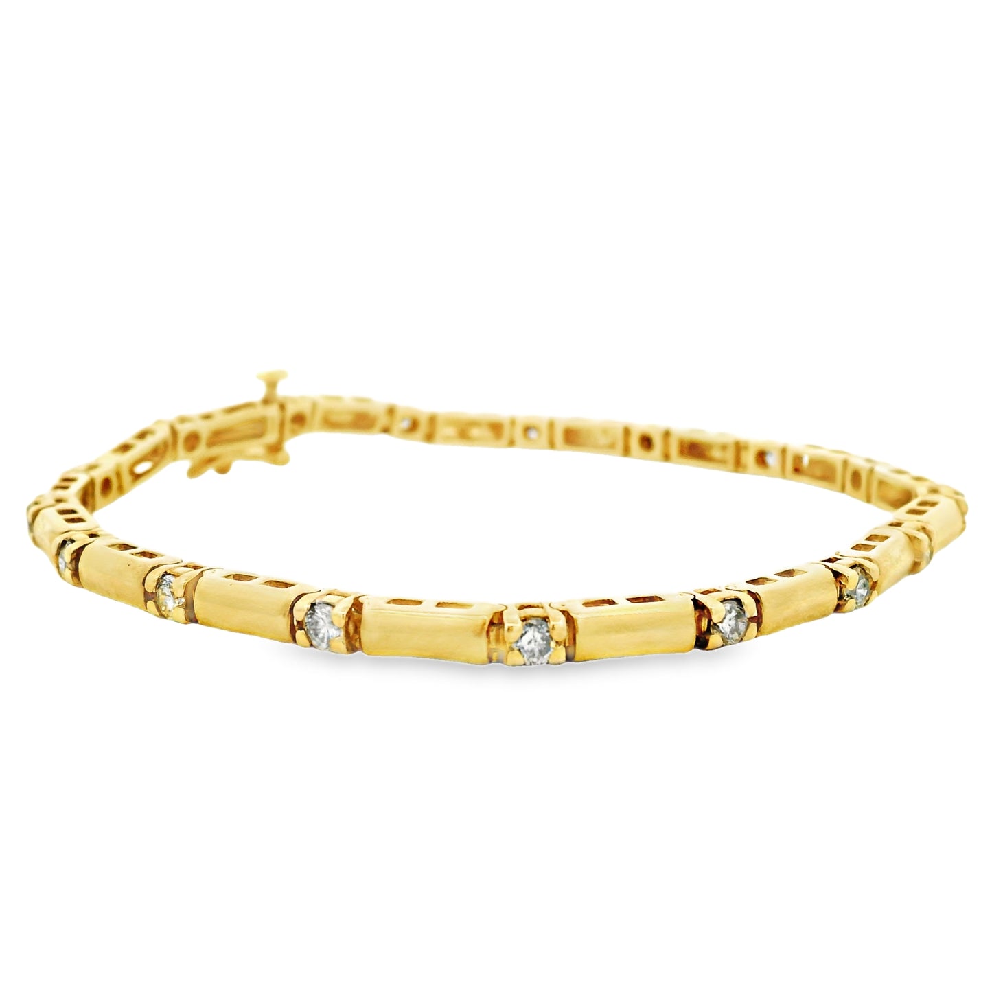 14k Yellow Gold 1.70ctw Round Brilliant Natural Diamond Tennis Bracelet — photo 8 of 9