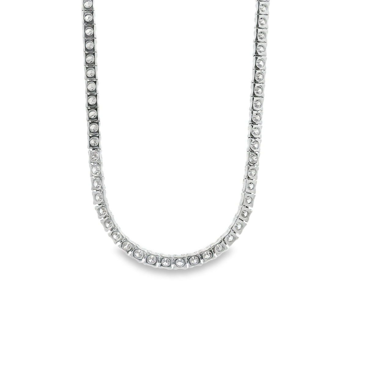 14k White Gold 7.13ctw Round Brilliant Diamond Tennis Necklace 18" — photo 8 of 13
