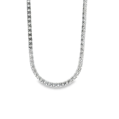 14k White Gold 7.13ctw Round Brilliant Diamond Tennis Necklace 18" — photo 8 of 13