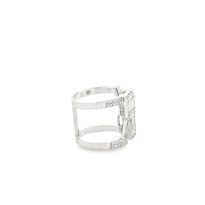 18k White Gold 1.72ctw Round Brilliant and Baguette Openwork Fashion Ring — photo 8 of 10