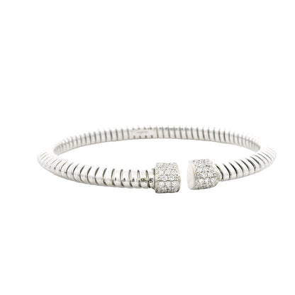 18k White Gold 0.48ctw Round Brilliant Diamond Ribbed Pavé Bangle Bracelet — photo 8 of 10