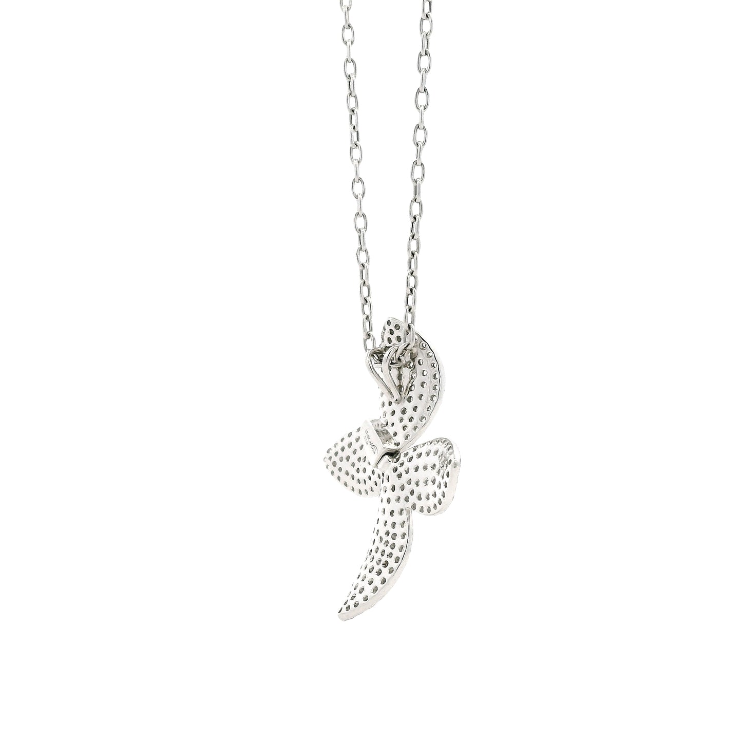 18k White Gold 1.44ctw Round Brilliant Diamond Pavé Flower Pendant Necklace — photo 8 of 8