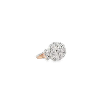 White Gold Pavé Diamond Bombe Dome Cocktail Ring — photo 8 of 9