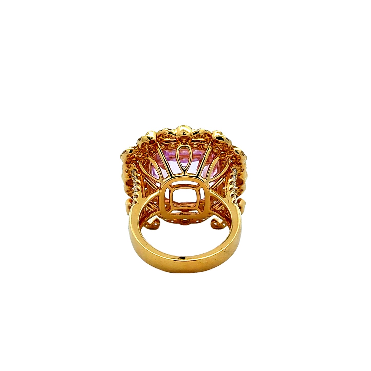 18k Yellow Gold GIA Certified 17.51ct Kunzite and 1.97ctw Diamond Halo Ring — photo 8 of 12