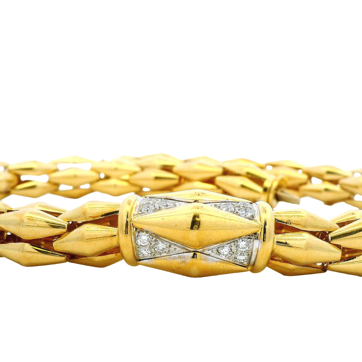 18k Yellow Gold Diamond Accent Woven Link Choker Necklace — photo 8 of 10