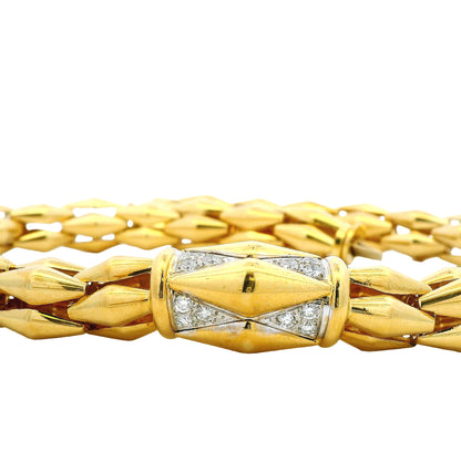 18k Yellow Gold Diamond Accent Woven Link Choker Necklace — photo 8 of 10