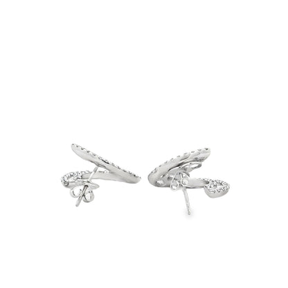 18k White Gold 3.97ctw Round Brilliant and Baguette Diamond Hoop Earrings — photo 8 of 10
