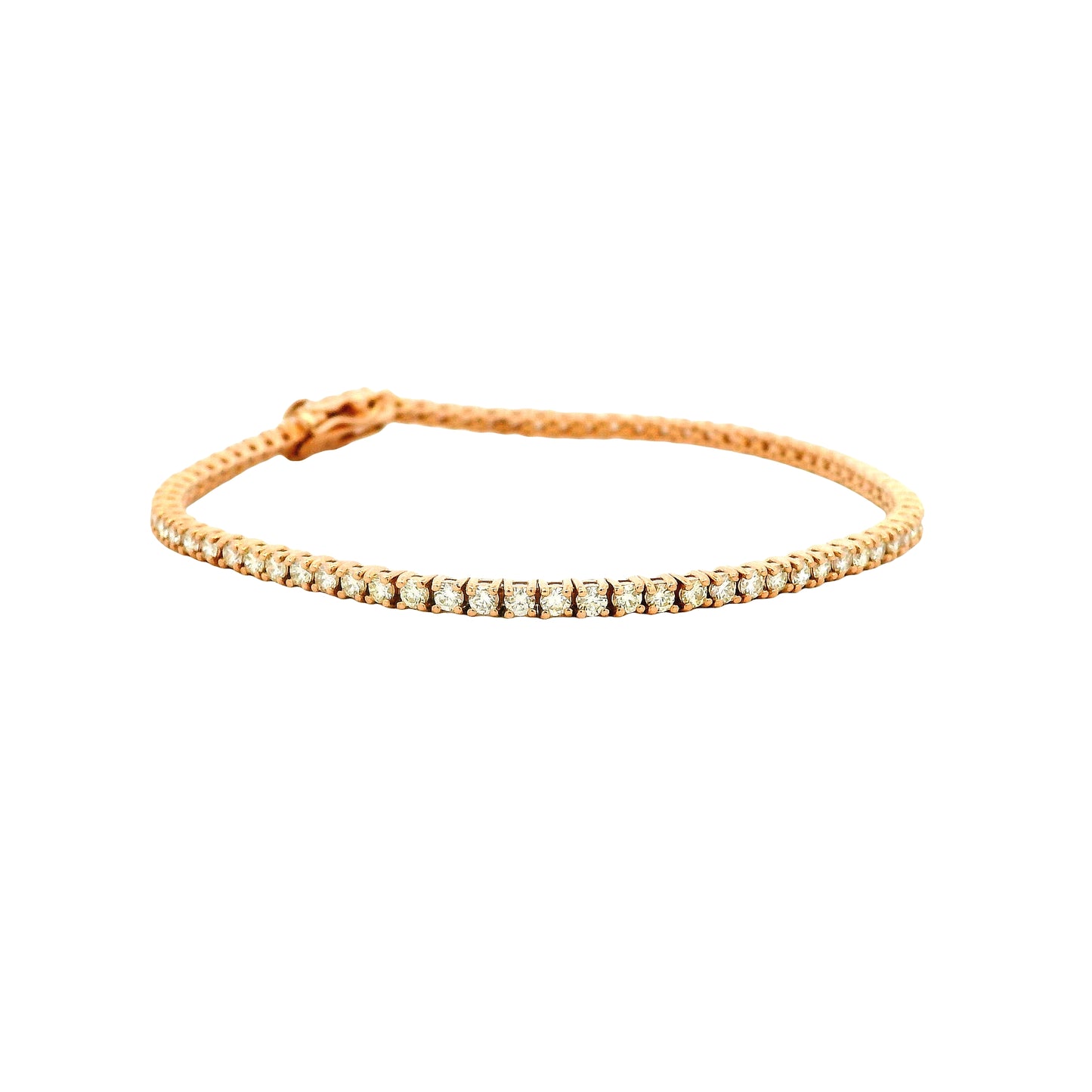 14k Rose Gold 2.40ctw Round Brilliant Diamond Tennis Bracelet — photo 8 of 9