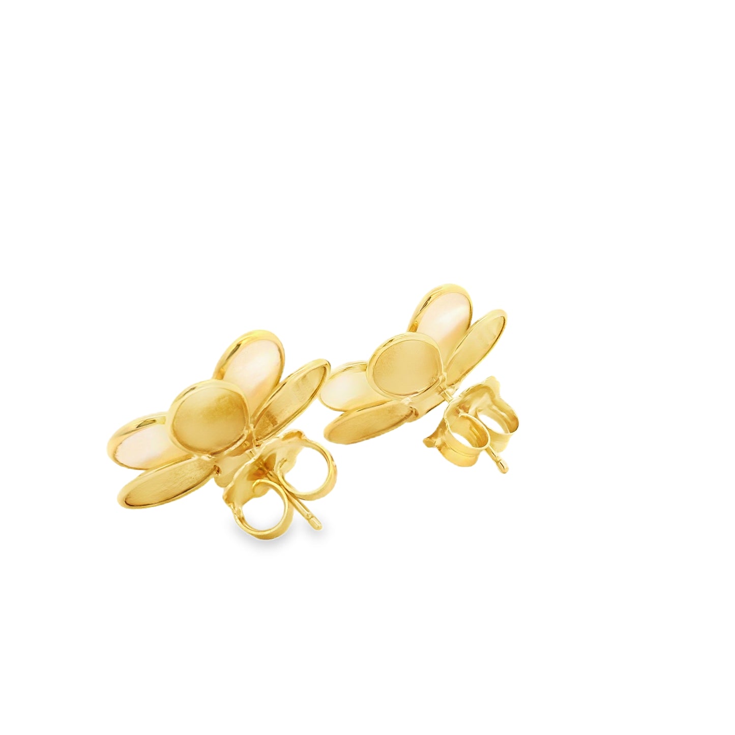 Marco Bicego 18k Yellow Gold 0.60ctw Diamond and Mother of Pearl Petali Flower Stud Earrings — photo 8 of 13