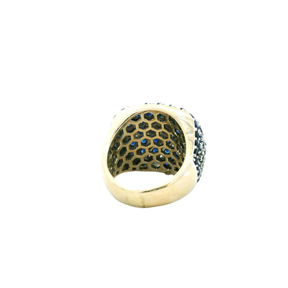 18k Two-Tone Gold 4.94ctw Sapphire and 0.72ctw Diamond Pavé Cocktail Ring — photo 8 of 12