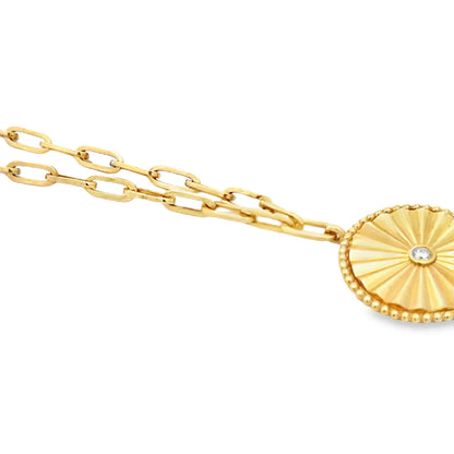 14k Yellow Gold Natural Diamond Sunburst Bezel Pendant Necklace — photo 8 of 8