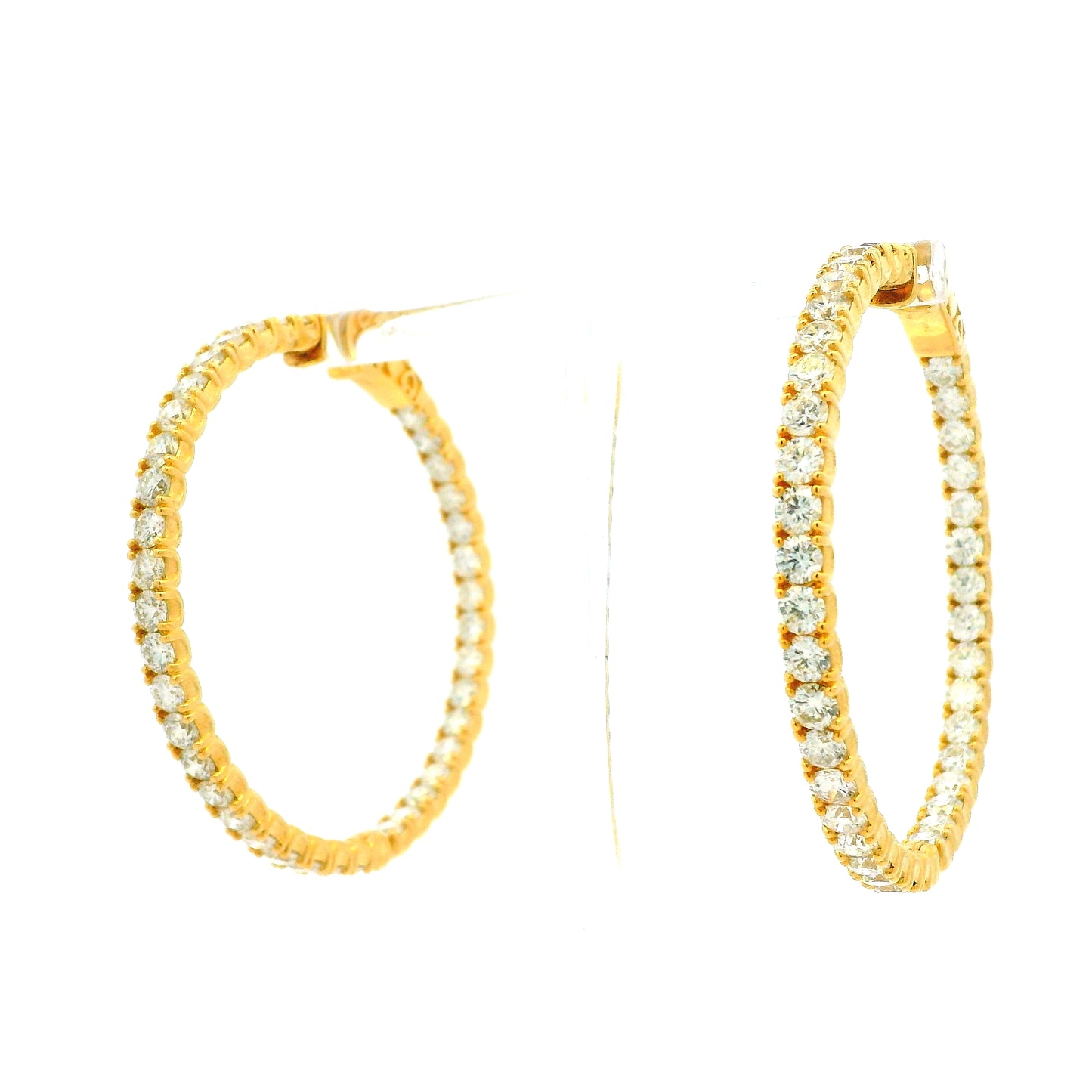 14k Yellow Gold 11.75ctw Round Diamond Inside Out Hoop Earrings — photo 8 of 9