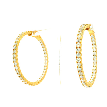 14k Yellow Gold 11.75ctw Round Diamond Inside Out Hoop Earrings — photo 8 of 9