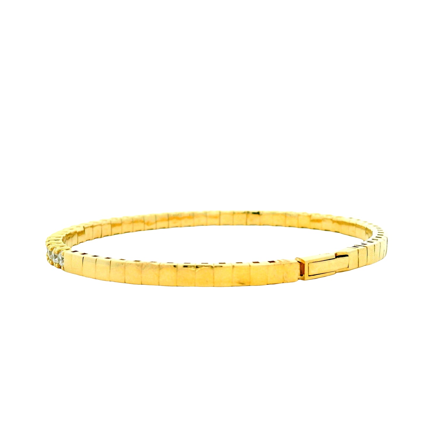 14k Yellow Gold 3.15ctw Round Brilliant Diamond Halfway Bangle Bracelet — photo 8 of 13