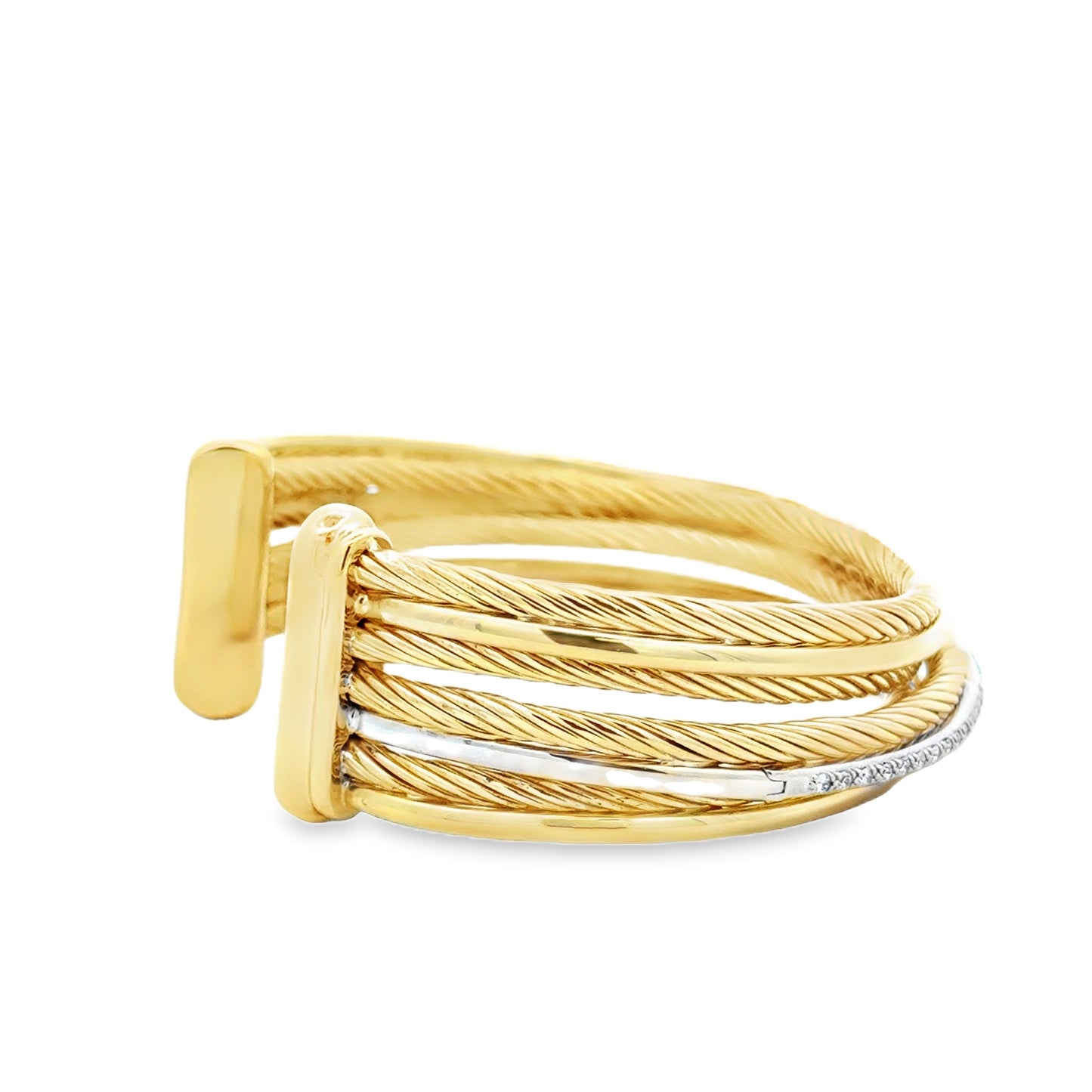 David Yurman 18k Two-Tone Crossover Collection Diamond Cuff Bracelet — photo 8 of 8