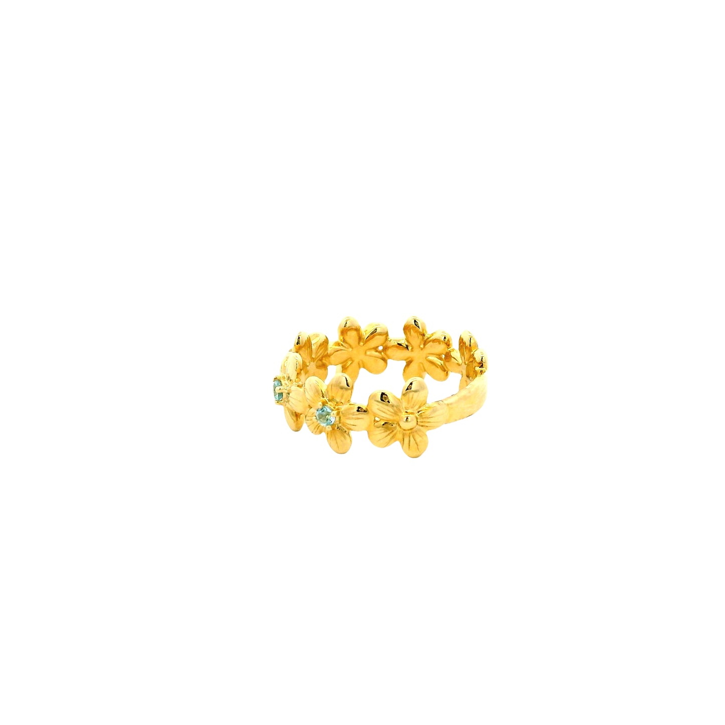 Gabriel and Co. 14k Yellow Gold 0.19ctw Swiss Blue Topaz Floral Stackable Ring — photo 8 of 12